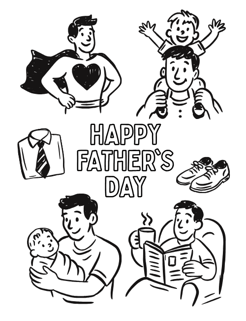 Happy Father’s Day Super Dad Doodle Greeting Card