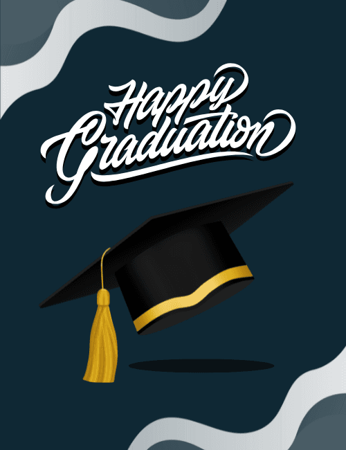 Happy Graduation – Black Cap with Gold Tassel Card