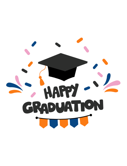 Happy Graduation – Cap, Confetti & Banner Card