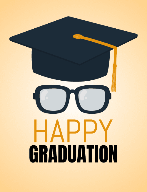 Happy Graduation – Cap & Glasses Minimalist Card