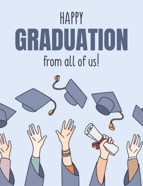 Happy Graduation – Cap Toss & Hands with Diploma Card