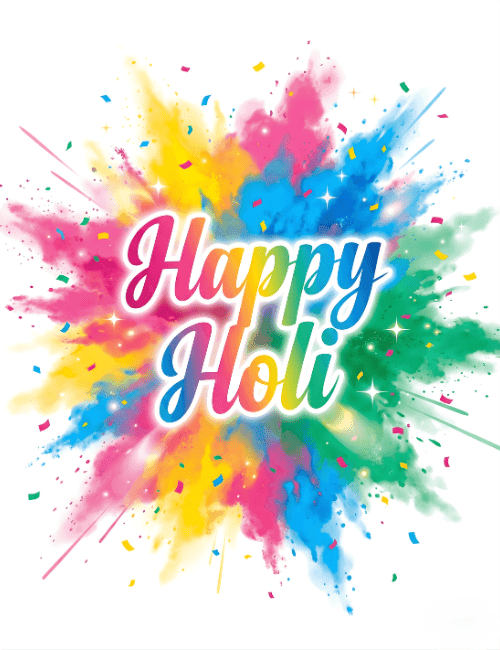 Happy Holi Minimal Color Splash Greeting Card