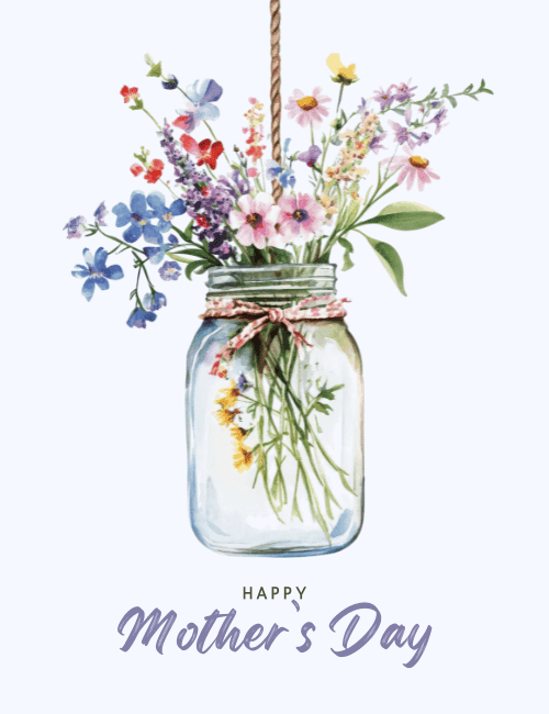 Happy Mother’s Day Mason Jar Floral Greeting Card