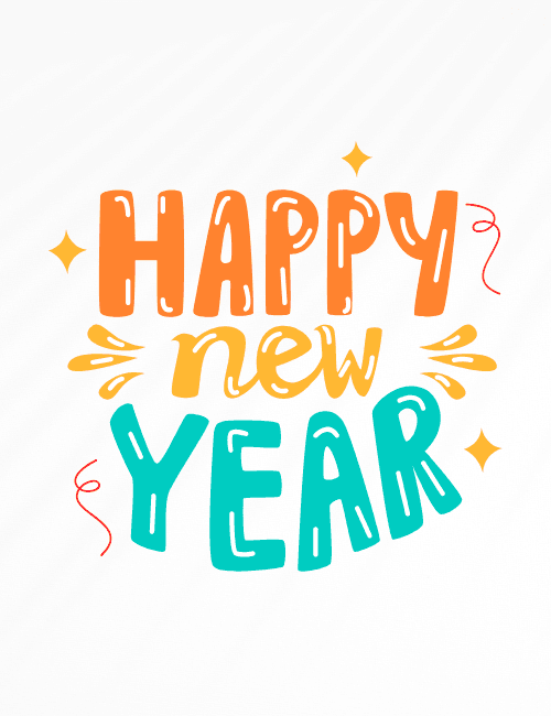 Colorful Typography Happy New Year Card