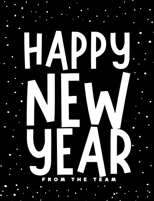 Minimalist Black & White Team New Year Card