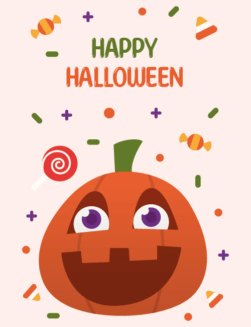 Happy Pumpkin Candy Halloween Card
