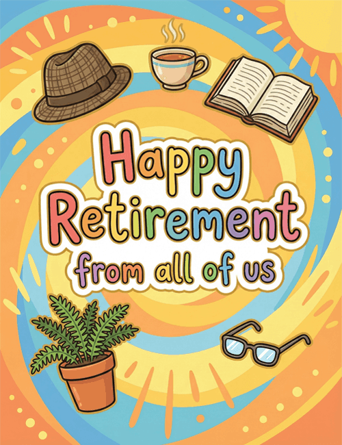 Happy Retirement From All of Us – Simple Icons Card