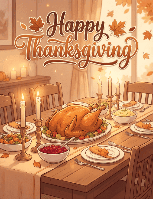 Happy Thanksgiving Family Dinner Table Card