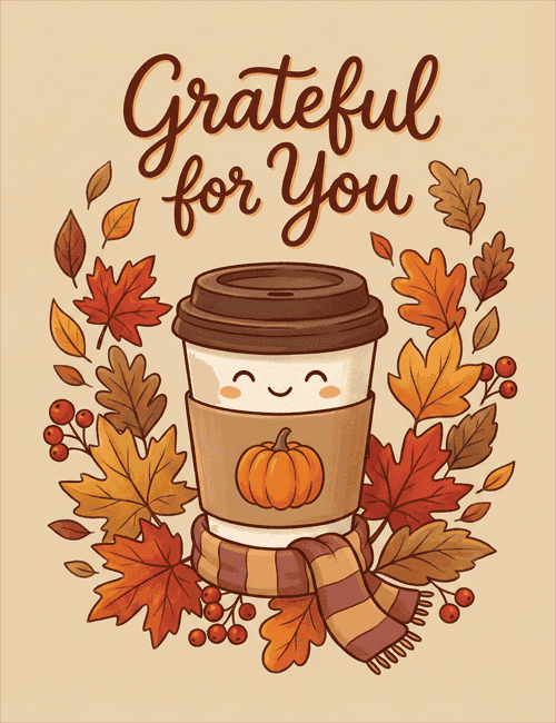 Grateful for You Thanksgiving Coffee Card