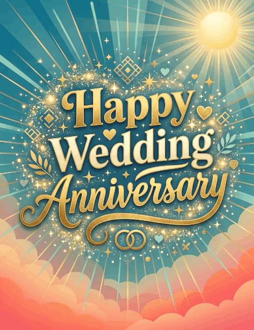 Happy Wedding Anniversary Elegant Golden Love