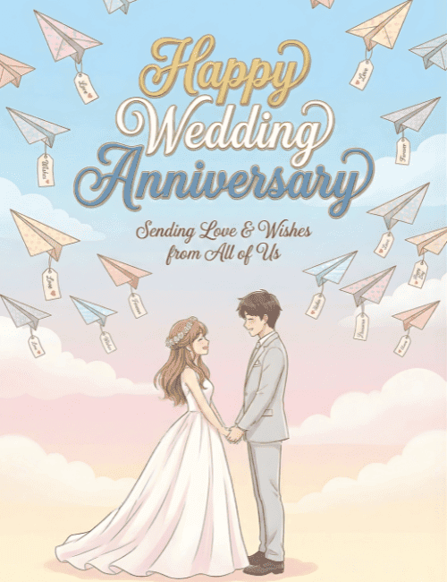 Happy Wedding Anniversary Sending Love and Wishes Card