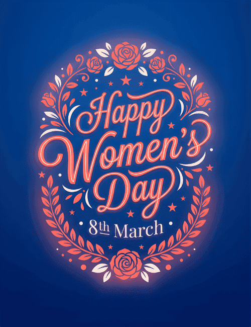 Happy Women's Day: Elegant Floral Glow Card