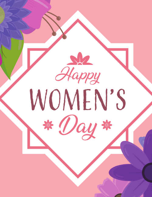 Happy Women’s Day Pink Floral Celebration Card