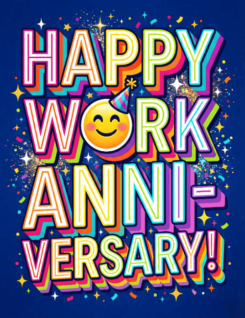 Happy Work Anniversary Colorful Celebration Card