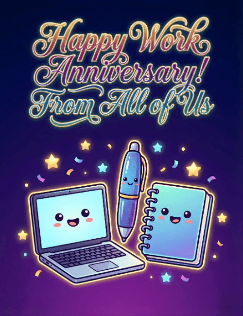 Happy Work Anniversary From All of Us – Cute Office Card