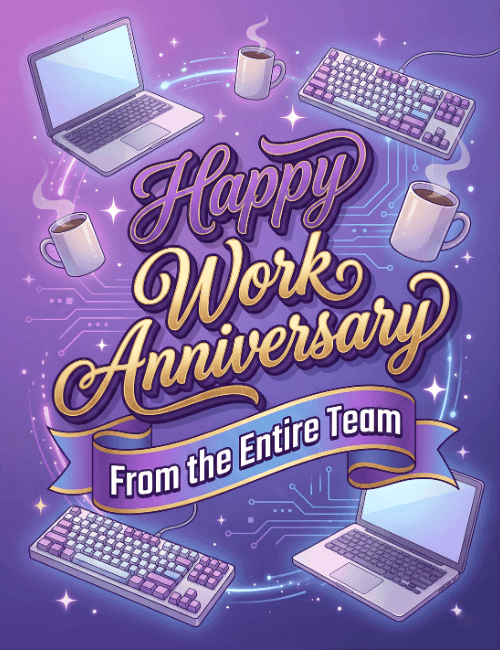 happy work anniversary from the entire team card