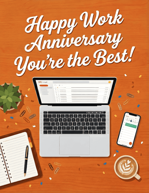 Happy Work Anniversary You’re the Best – Professional Office Card