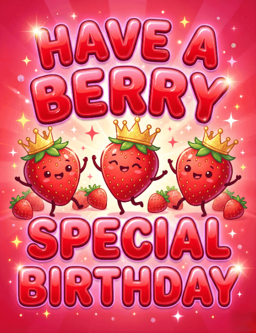 Have a Berry Special Birthday Card | Cute Strawberry Birthday Card