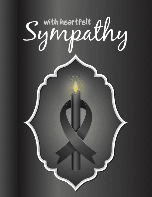 With Heartfelt Sympathy - Black Ribbon Candle Card