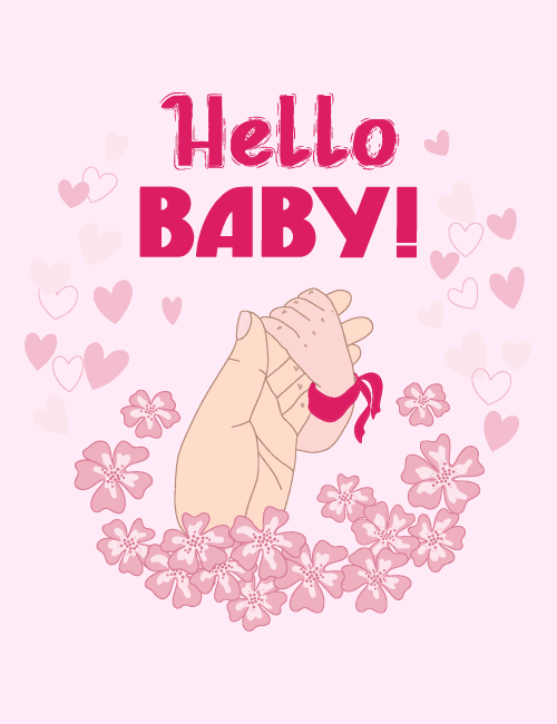 Hello Baby – Floral Baby Shower Card