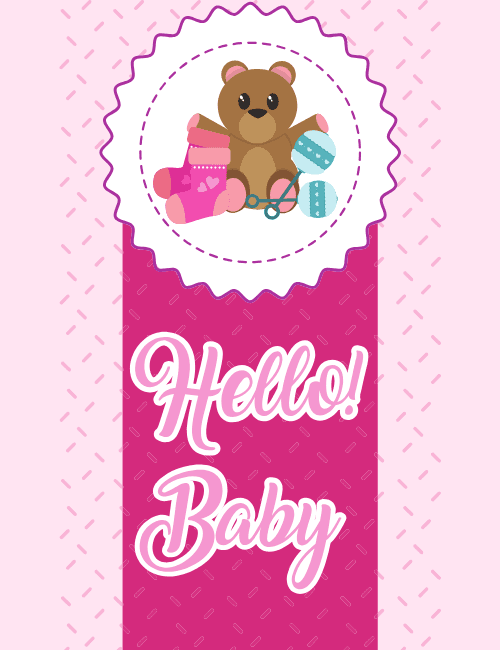 Hello Baby – Teddy Bear Baby Shower Card