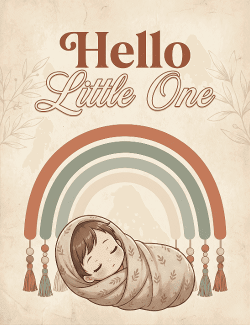 Hello Little One Rainbow Baby Shower Card