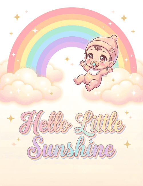 Hello Little Sunshine Rainbow Baby Shower Card