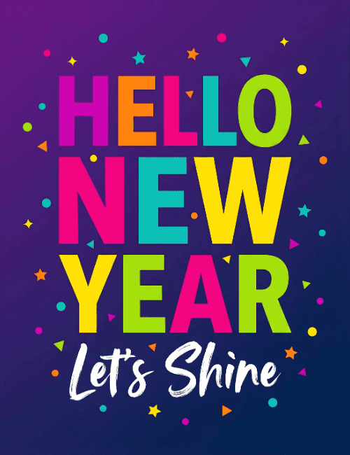 Hello New Year 2027 Lets Shine Card