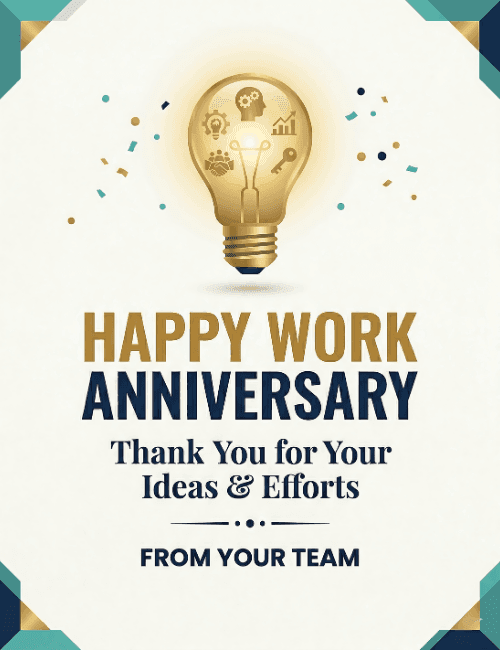 Happy Work Anniversary Thank You for Your Ideas Card