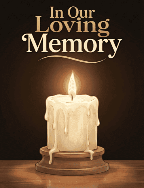 In Our Loving Memory Memorial Candle Sympathy Card