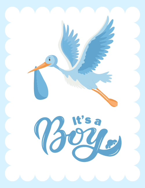 It’s a Boy – Stork-Themed Baby Shower Card