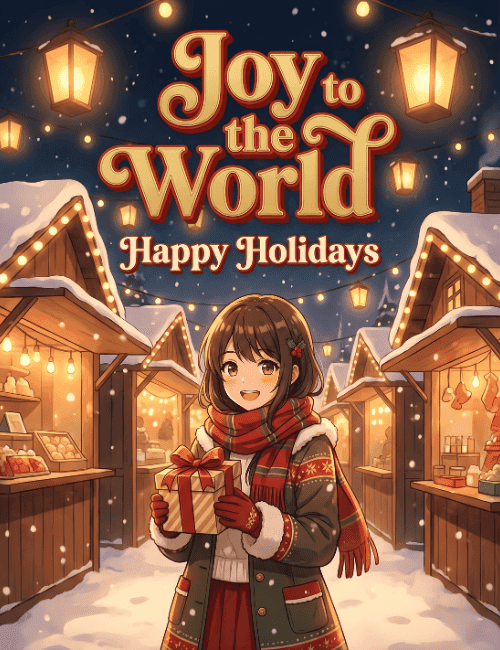 Joy To The World Holiday Market Cute Christmas Card