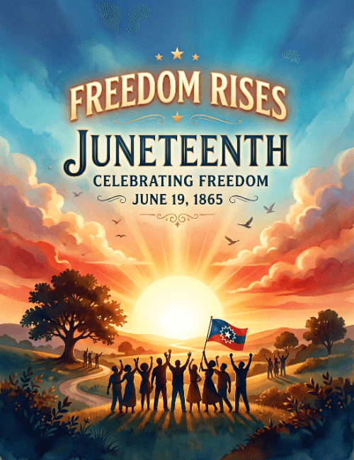 Juneteenth freedom rises sunrise celebration card