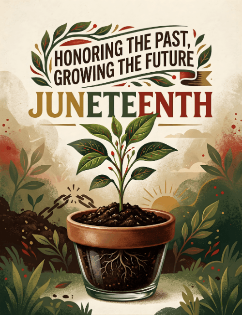 Juneteenth plant growing symbol honoring past and future