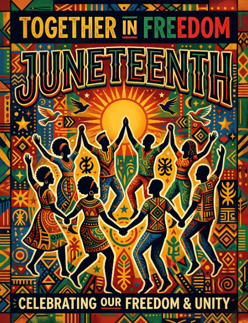 Juneteenth together in freedom unity celebration card
