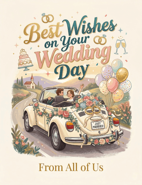Best Wishes on Your Wedding Day Just Married Card