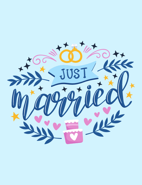 Just Married Cute Wedding Card