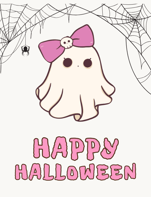 Kawaii Bow Ghost Card