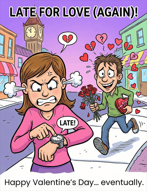 Late for Love Funny Valentine’s Day Card