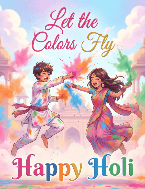Let the Colors Fly Happy Holi Celebration Card
