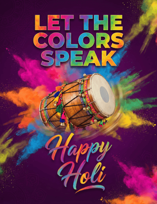 Let the Colors Speak Happy Holi Artistic Greeting Card