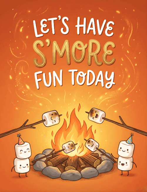 Let’s Have S’more Fun Birthday Card | Cute Campfire Birthday Card