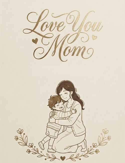 Love You Mom Classic Typography Mother’s Day Card