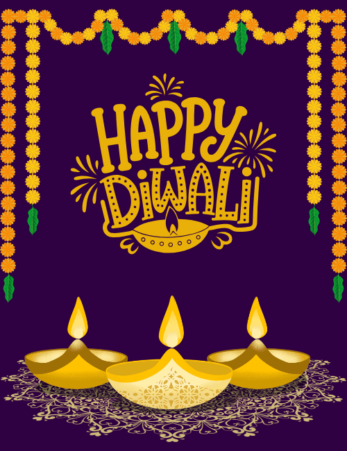 Marigold Diyas Happy Diwali Card
