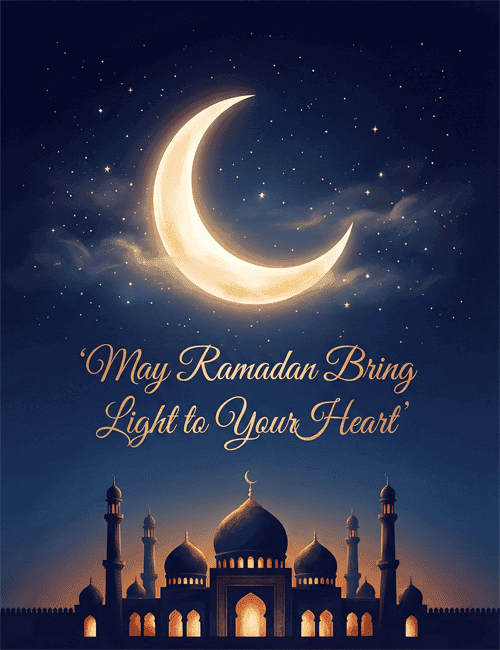 May Ramadan Bring Light to Your Heart – Ramadan Spiritual Wishes Card