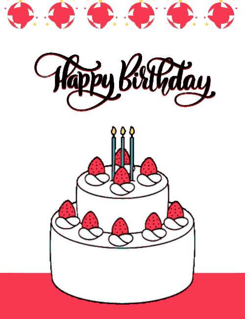 Minimal Happy Birthday Card with Cake and Elegant Typography Design