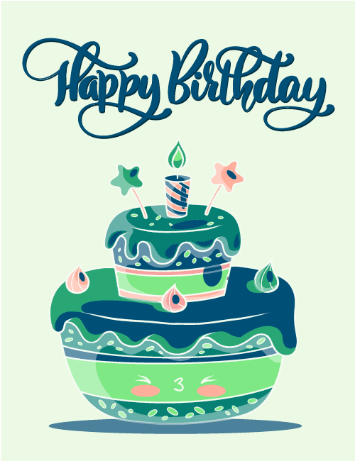 Minimalist Green Cake Birthday Card