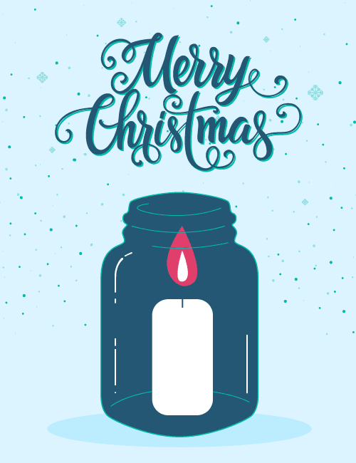 Minimalist Candle-in-Jar Christmas Card – Peaceful Holiday Greeting
