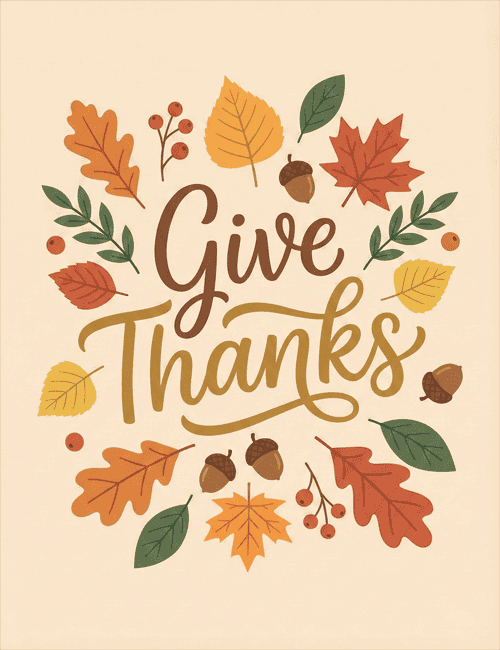 Give Thanks Thanksgiving Typography Card