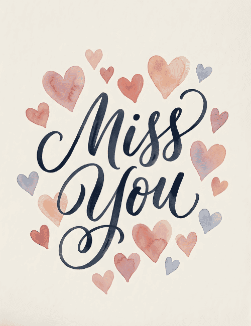 Miss You Simple Heart Love Card